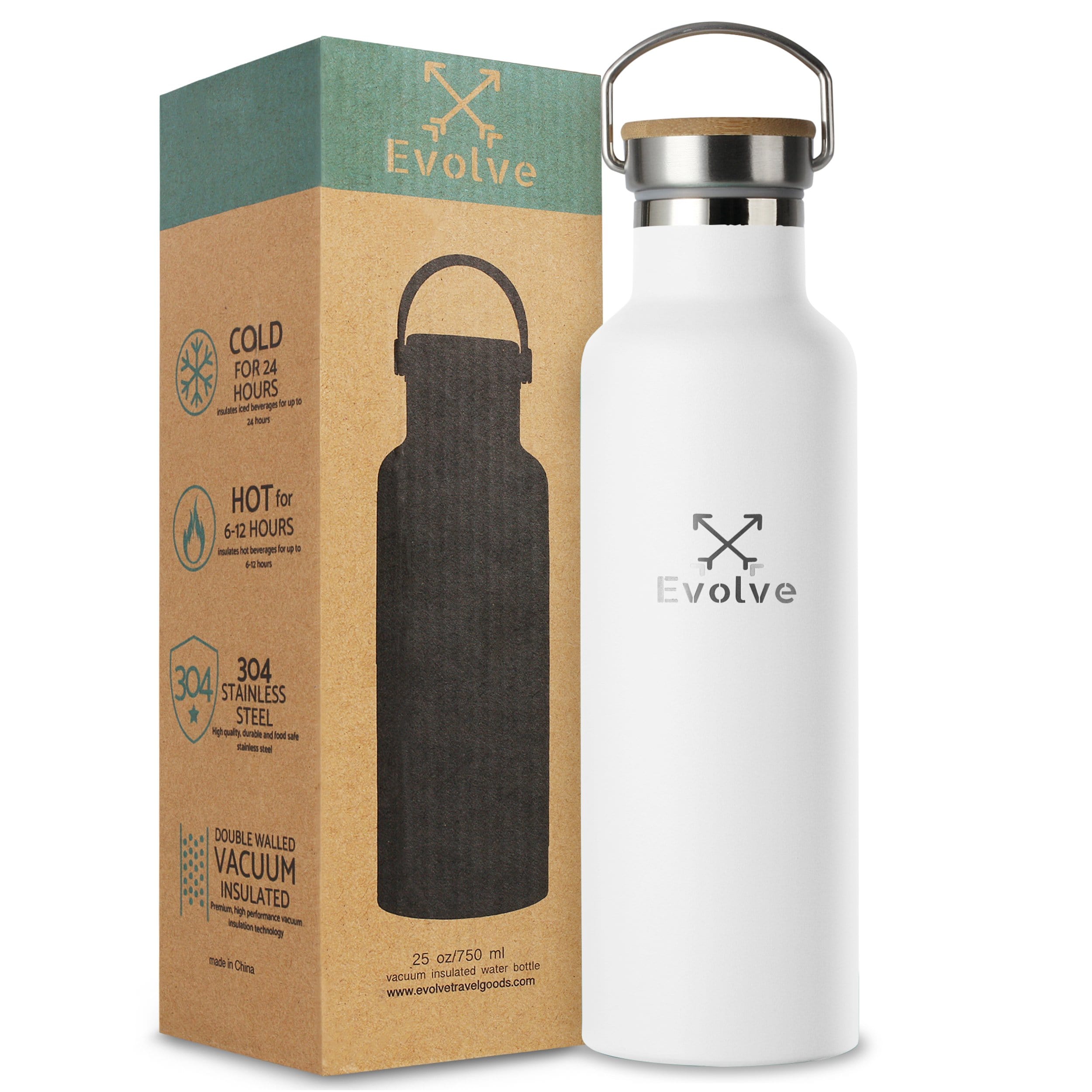 EVOLVE Insulated Stainless Steel Water Bottle 25 oz. - EvolveTravelGoods